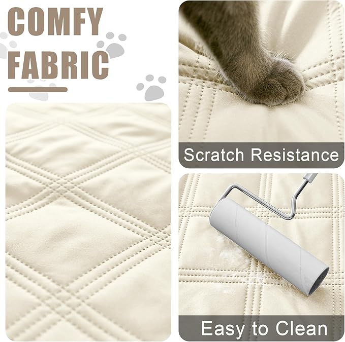 Smiry Waterproof Dog Bed Cover Blanket 30x53, Soft Reversible Pet Blanket, Washable Leakproof Cats Dogs Couch Cover for Sofa, Couch, Furniture, Beige/Beige