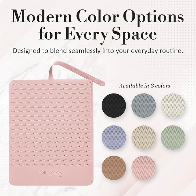 Milaya Beauty Extra Large Heat Resistant Mat for Hair Tools – Silicone Curling Iron Holder & Flat Iron Holder – Non-Slip Hot Tool Mat & Vanity Mat – Vanity Accessories for Women, Salon, Travel