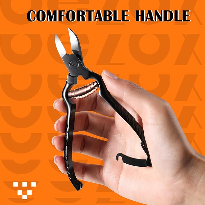BEZOX Podiatrist Toenail Clippers, Heavy Duty Ingrown Nail Clippers for Thick Nails, Surgical Grade Stainless Steel Pordiatry Ingrwon Toenail Tools - Black