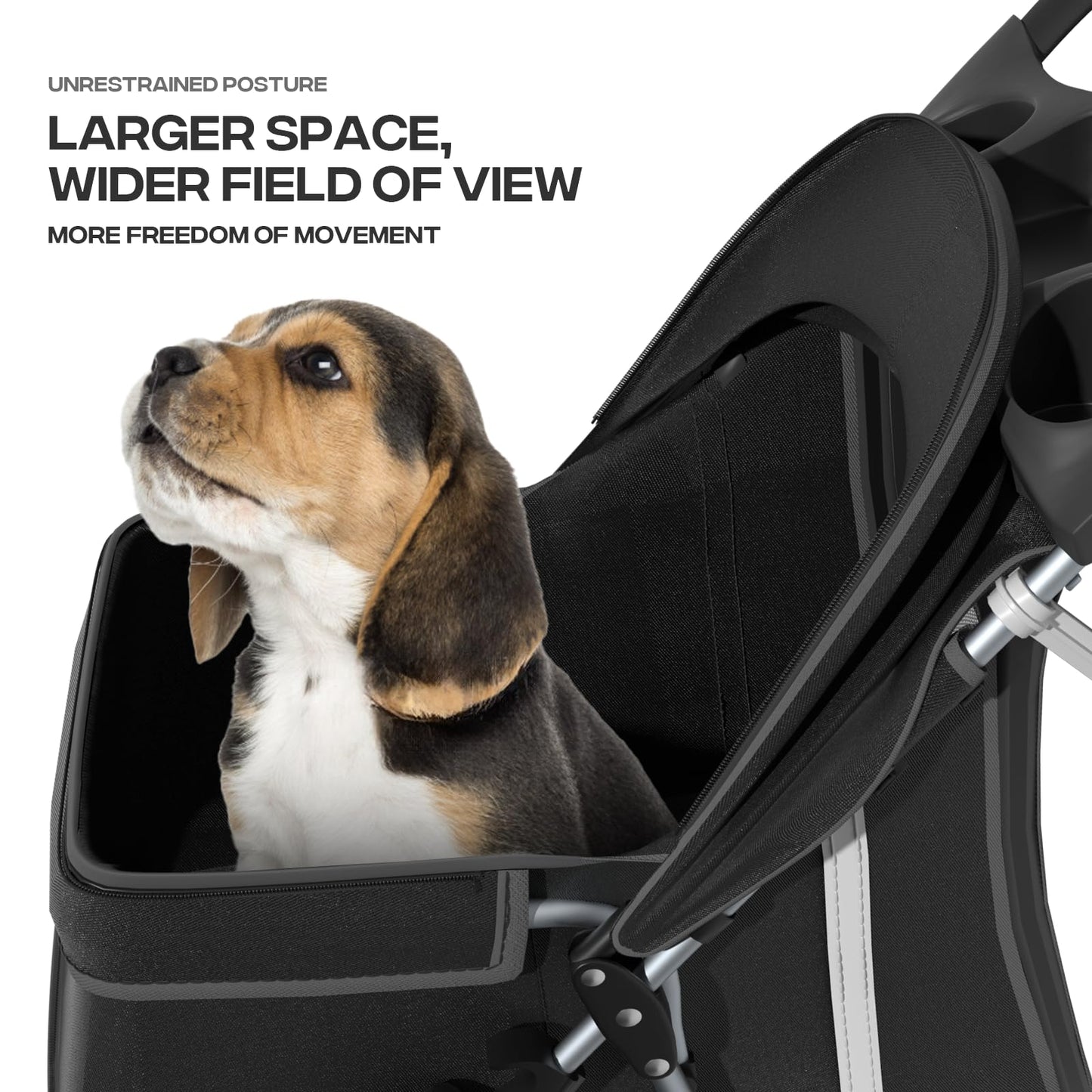 Pet Stroller for Small Dogs 10 lbs, Dog Stroller for Medium Dogs 30 lbs, Cat Strollers for 2 Cats, 3 Wheels Foldable Jogger Puppy Stroller with Storage Basket and Cup Holder, Carbon Black