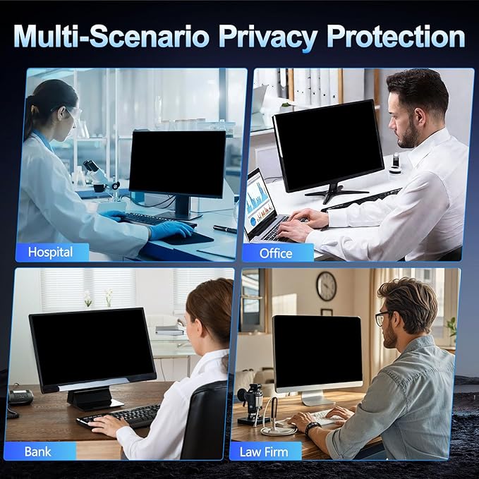 2 Pack Magnetic 23.8 Inch Computer Privacy Screen for Monitor 16:9 Aspect Ratio, Anti-Glare Blue Light Computer Monitor Privacy Shield, Removable Anti-Spy Screen Protector