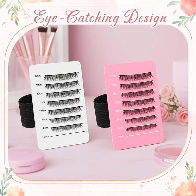 Patelai 4 Pcs Lash Holder Eyelash Extension Hand Pallet Tray Tools with Adjustable Wrist Strap Lash Tray Strip Palette One Size Fits Most Eyelash Extension Holder (7-14 Mm,8-15 mm,Pink,White)