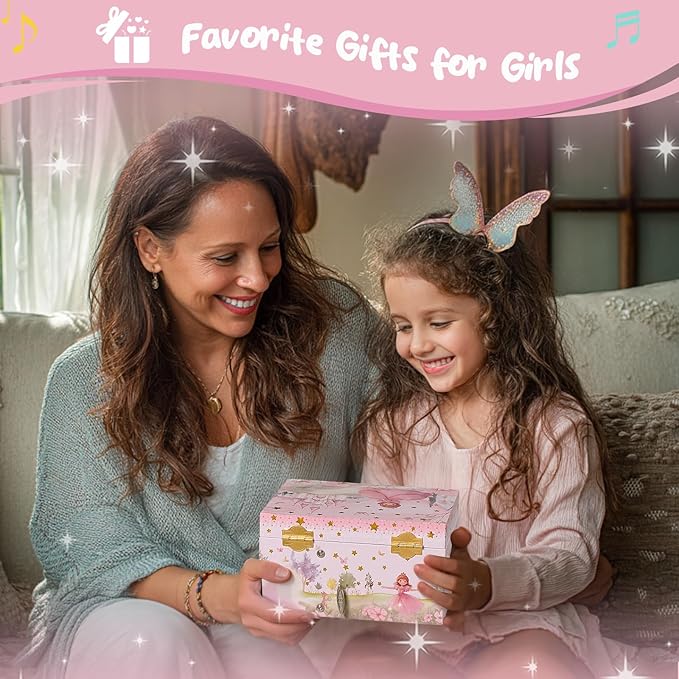 ProCase Princess Jewelry Box for Girls, Kids Musical Jewelry Boxes with Spinning Princess Doll, Birthday Gifts for Little Girls Children Toddler Ages 3 4 5 6 7 8 -Princess (Box with Jewelry)