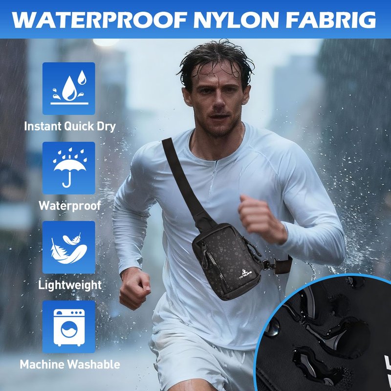 JIMYAO Mini Sling Bag for Men/Women, Waterproof Utility Chest Bag Crossbody Backpack for Hiking Travel Sports Running (Black)