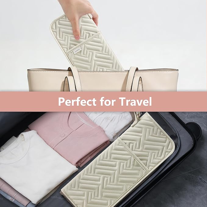Hair Tool Organizer Heat Resistant Mat for Flat Iron Case Hot Tools Curling Iron Holder Hair Tools Travel Bag for Straightener Brush Pad Pouch Hairstylist Essentials (Beige)