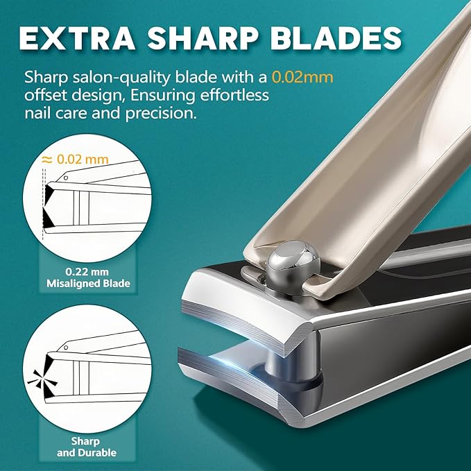 Pro 5-in-1 Nail Clippers Set for Men & Women. Ultra Sharp Stainless Steel Manicure Kit w/Angled Trimmer in Luxury Leather Case. Travel & Home Use (5-in-1 Silver)