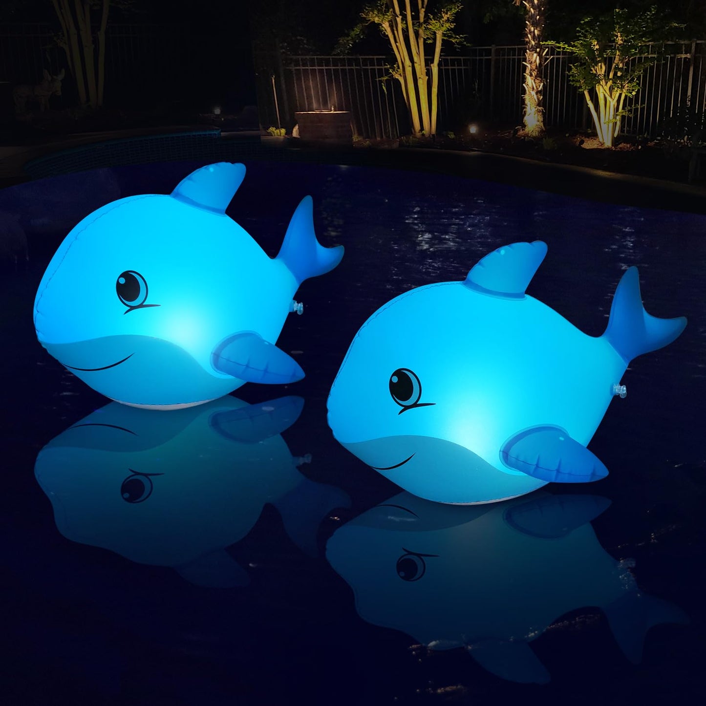 Goallim Solar Floating Pool Lights Dolphin, Glow in the Dark Solar Pool Lights that Float, IP68 Wateproof Inflatable Solar Floating Lights for Pool Pond Wedding Party Decorations - 2PC