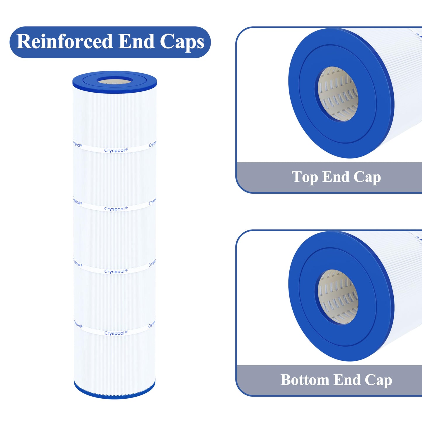 Cryspool® 07080 Filter Compatible with Jandy CL460, CV460, A0558000, R0554600, PJAN115, C-7468, FC-0810, 4X115 sq.ft Pool Filter Cartridges, 4 Pack