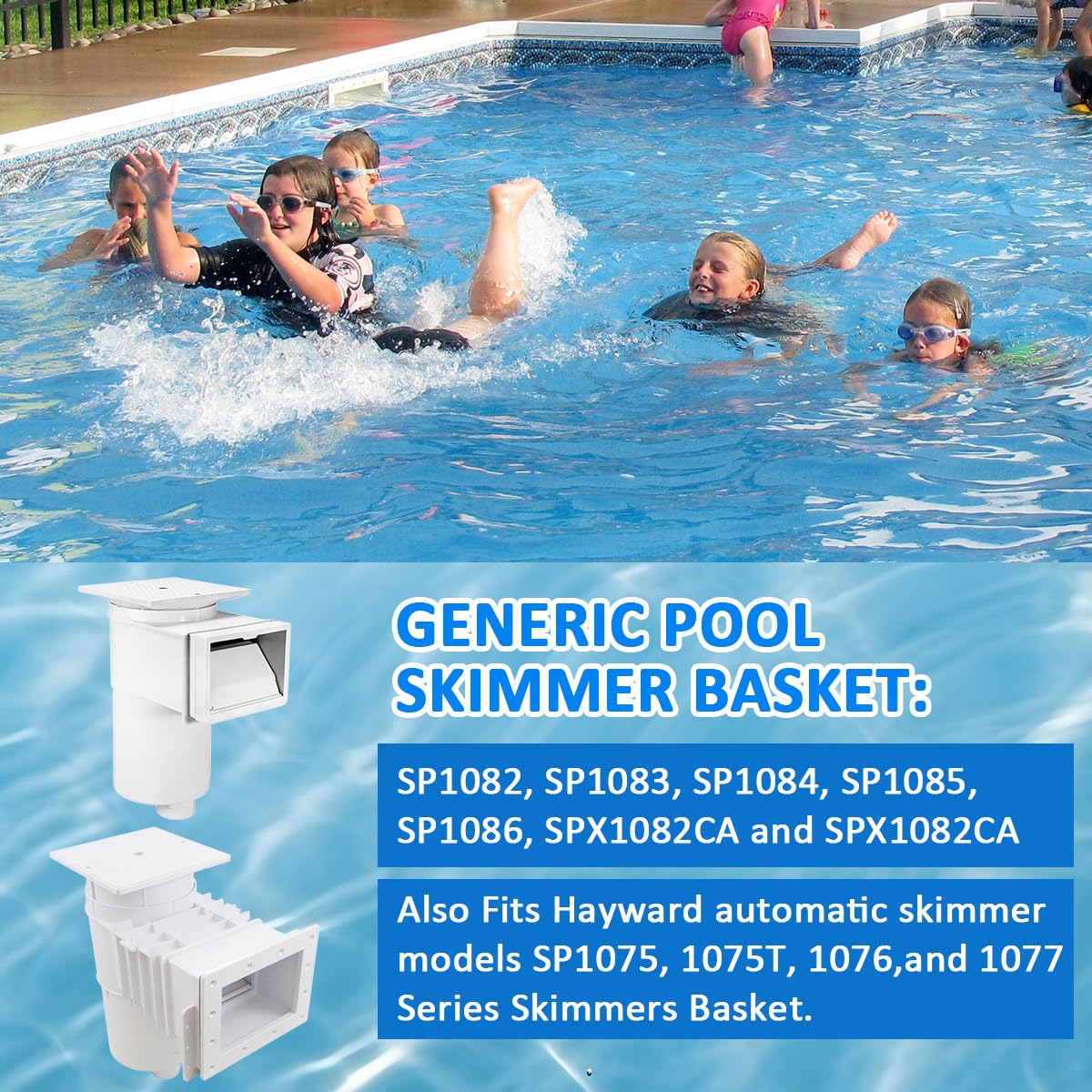 2026 New Model White SPX1082CA 7" Pool Skimmer Basket Replacement for Hayward SP1082/SP1083/SP1084/SP1085/SP1086/SP1075 Series & Aladdin B-152 Skimmers, 316 Stainless Steel Handle with Rubber Grip