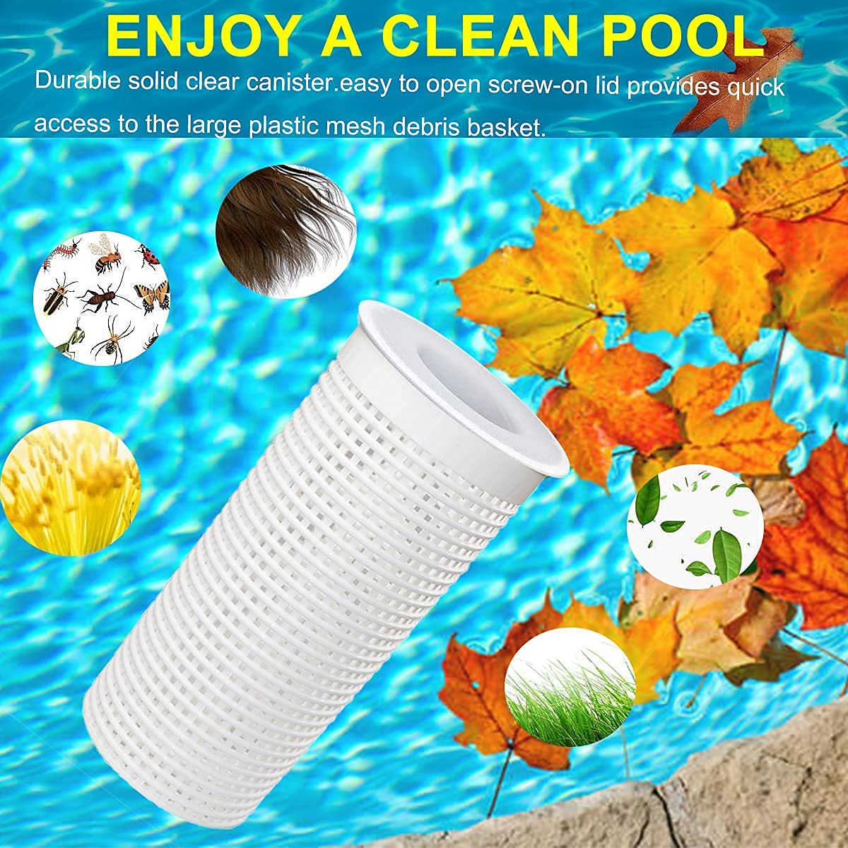 Large Pool Leaf Catcher,Leaf Canister for Pool Vacuum, in-line Pool Filter Canister with Mesh Basket, Compatible with Hayward Automatic & Manual Suction Pool Cleaners