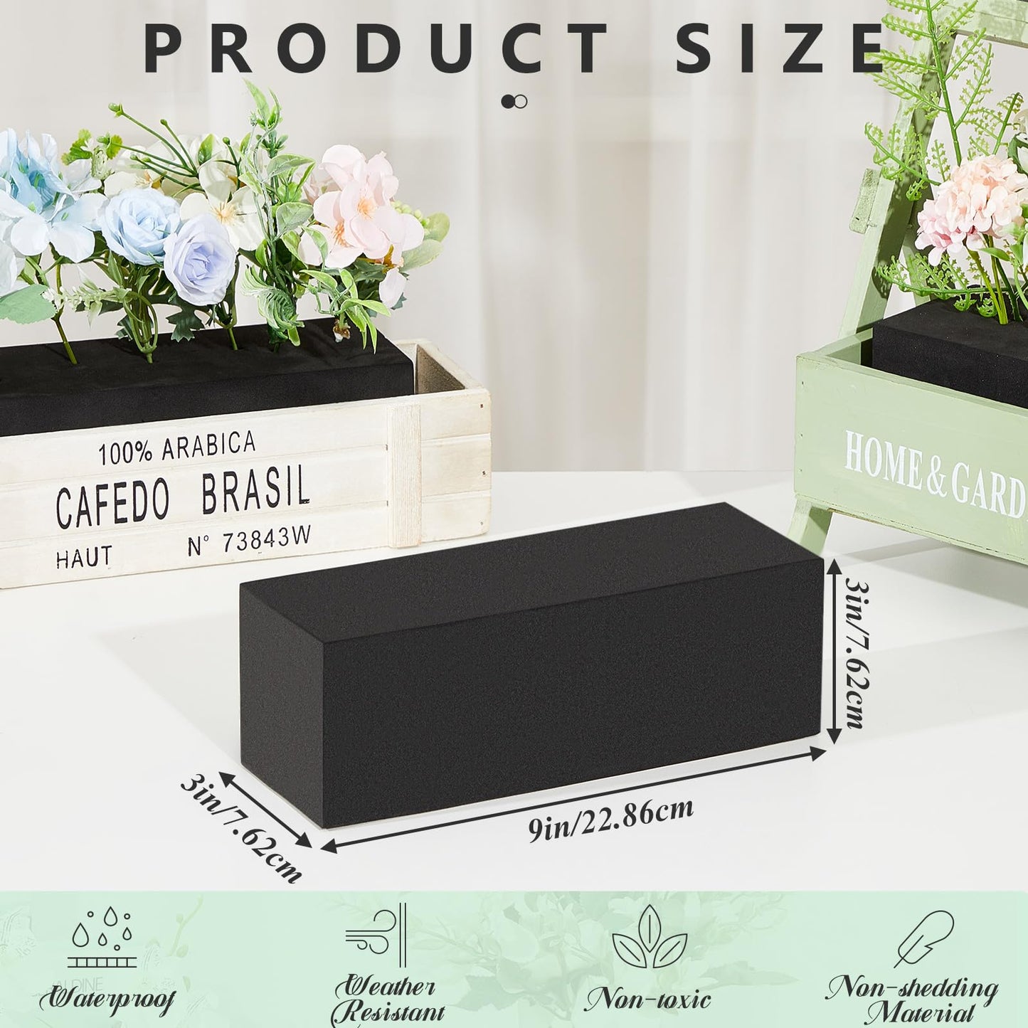Lallisa 8 Pcs Reusable Floral Foam Blocks Water Weather Resistant Dry Floral Foam for Artificial Flower Arrangements Outdoor Flower Boxes Outside Hanging Planters Wedding Home Decor (9 x 3 x 3")