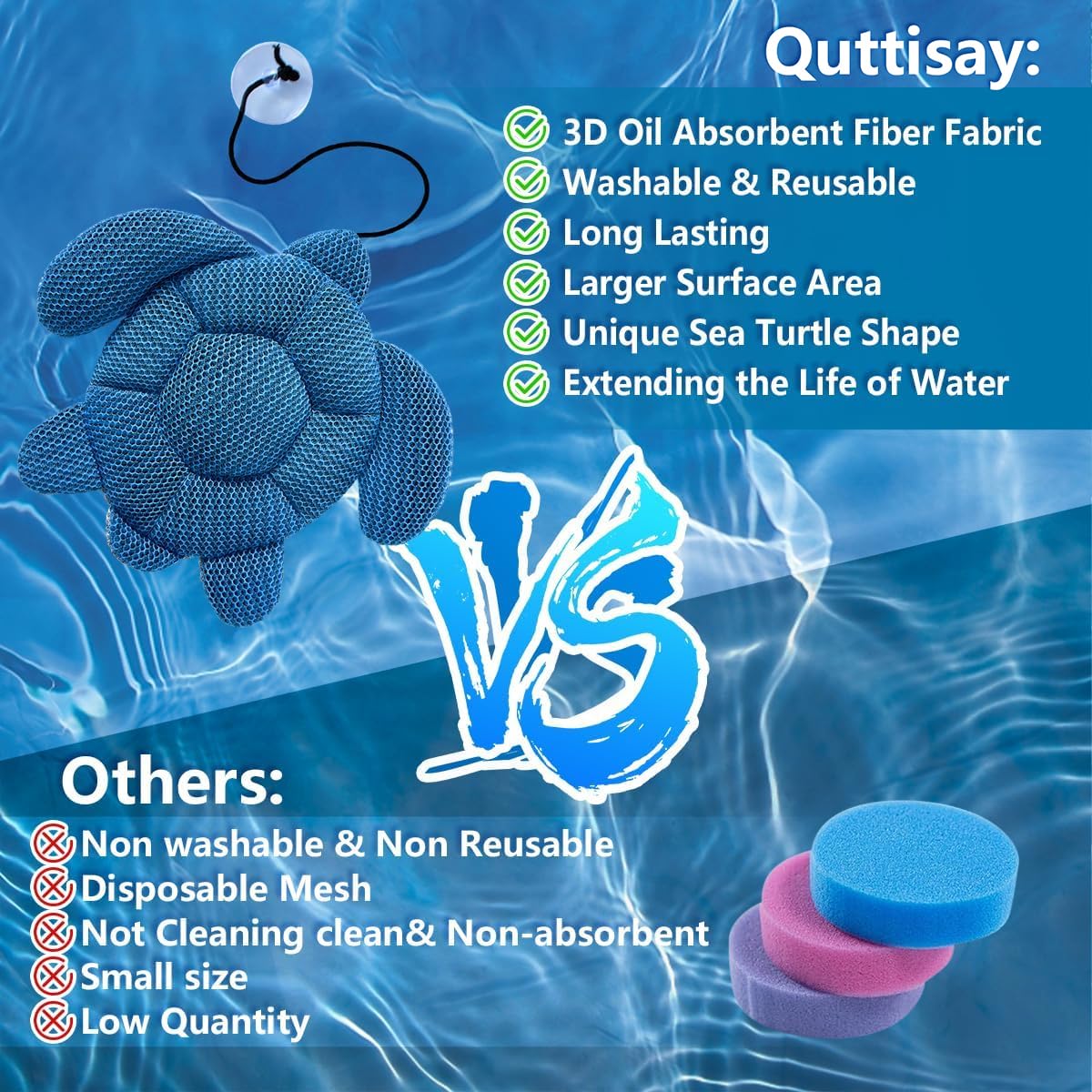Quttisay Hot Tub Scum Absorber, Scum Turtle Hot Tub Cleaner Hot Tub Accessories 2 Pack Hot Tub Sponge for Scum Reusable Spa & Pool Cleaner Hot Tub Oil Absorbing Scum Absorber Keeps Water Clean