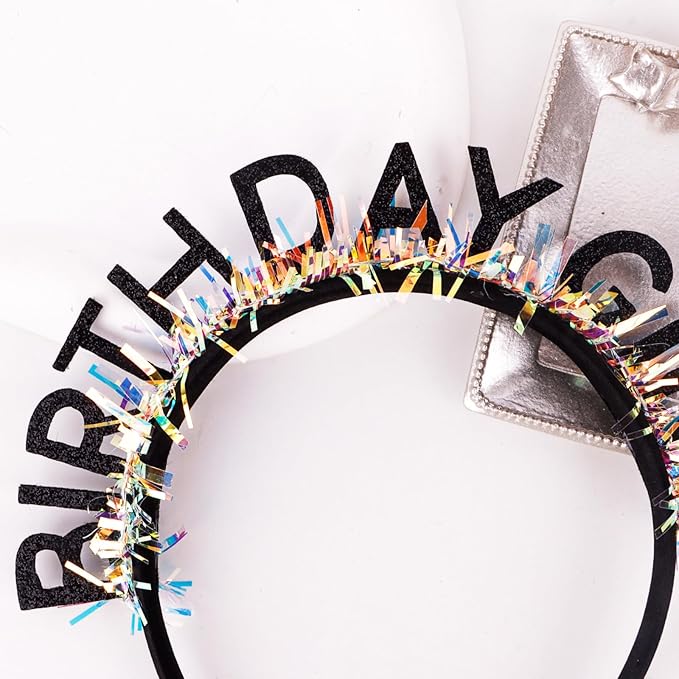 CIEHER Black Birthday Girl Headband Birthday Crown for Women Girls