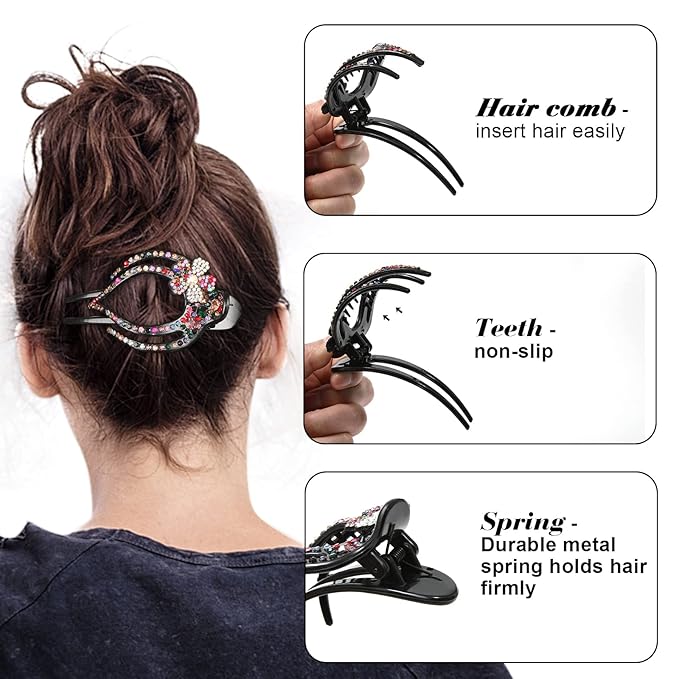 French Concord Flat Hair Clips - 6PCS Curved Hair Claw No Slip Hair Clips Volume Strong Hold Clip Hair Claw for Women Girls (5PCS Spark Curved(Medium,4"))