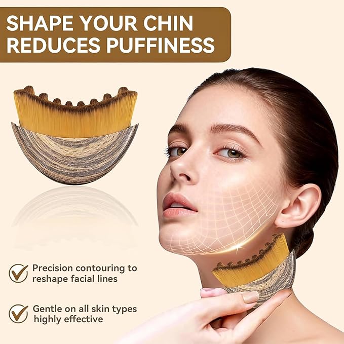 Lymphatic Contour Face Brush, Dry Brushing Face Massager for Drainage, Chin and Jawline Sculpting, Ergonomic Design,Puffiness Reduction -Lift,Sculpt & Depuff for Glowing Skin Boost Product Absorption