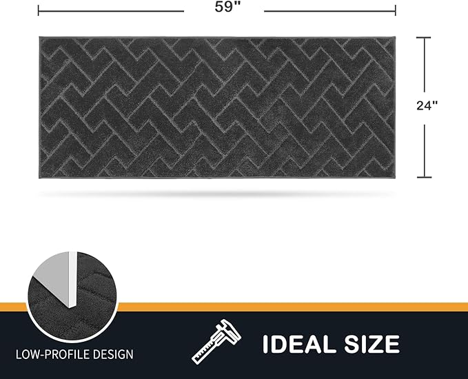 PURRUGS Dirt Trapping Door Mat 24" x 59", Non-Slip Machine Washable Entry Rug, Dog Doormat, Indoor Front Door Mat, Super Absorbent Entryway Rug for Muddy Shoes & Paws, Charcoal