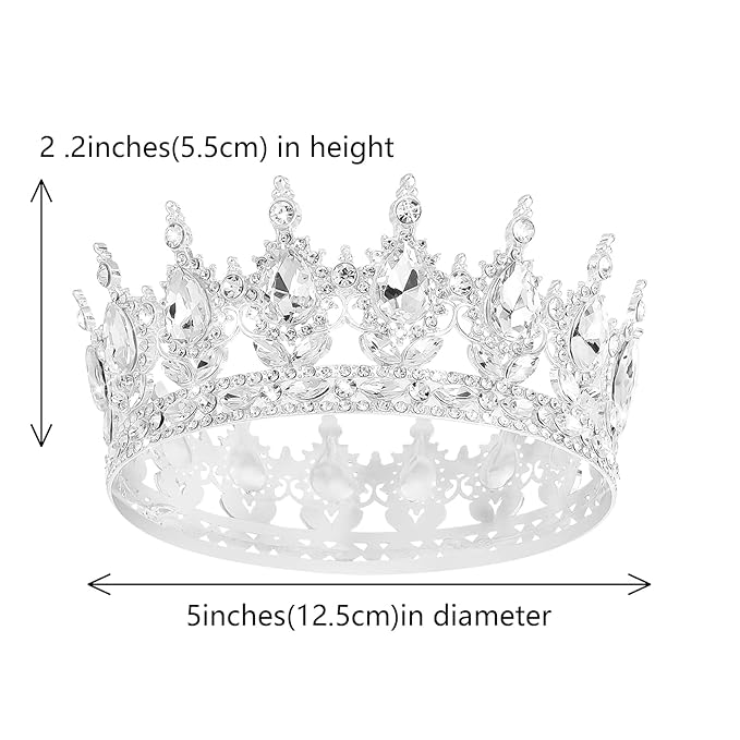 YOUlDIANZI Queen Crown Rhinestone Wedding Crowns and Tiaras for Women Costume Party Hair Accessories Princess BirthdayCrown Crystal BridalCrown (Silver White Crowns)