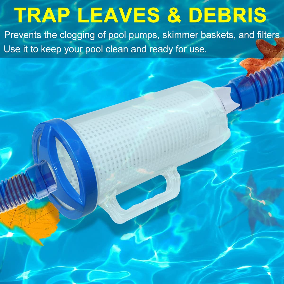 Large Pool Leaf Catcher,Leaf Canister for Pool Vacuum, in-line Pool Filter Canister with Mesh Basket, Compatible with Hayward Automatic & Manual Suction Pool Cleaners