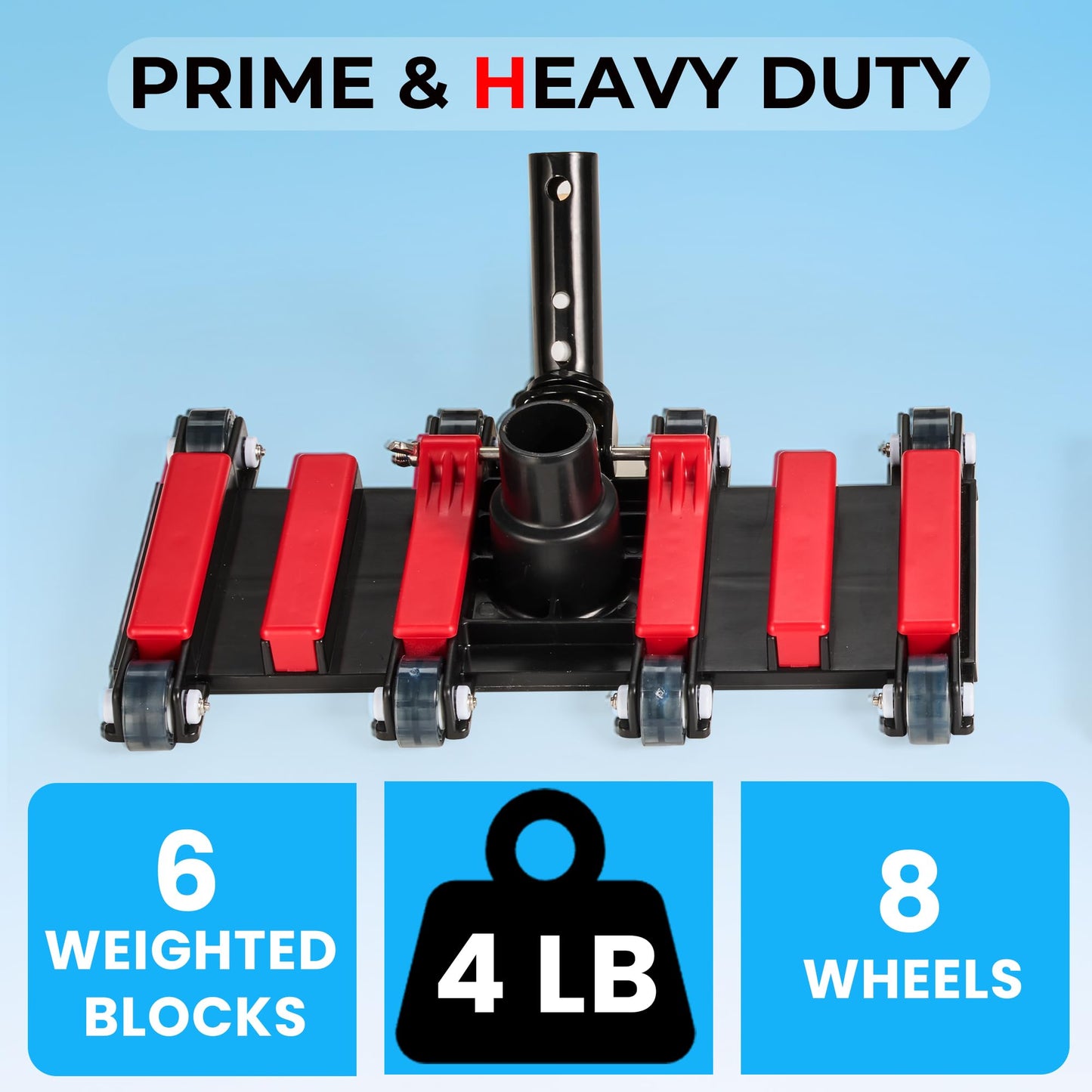 Sepetrel Commercial Grade Pool Vacuum Head with Wheels,14" Extra-Wide & Weighted Flexible Heavy-Duty Vac Cleaner for Effortless, Deep Cleaning