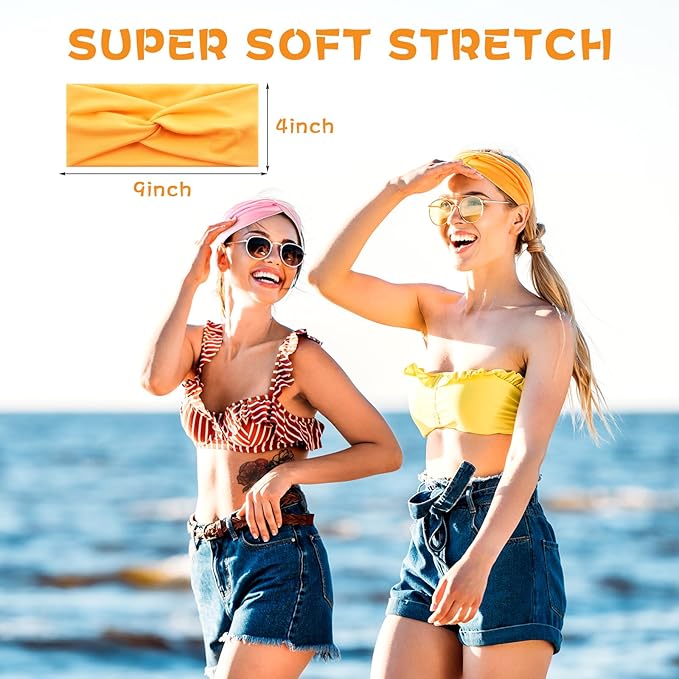 Tyfthui Headbands for Women, Fashionable Sports Hairbands, Elastic Wide Headbands Non Slip Workout Yoga Sport Headbands for Women (Color C)