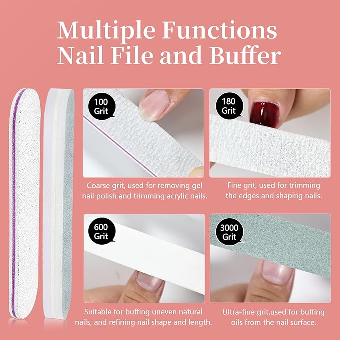 JODSONE Professional Gel Nail Polish Remover Kit:3Pcs Quick 15ML Gel Nail Polish Remover,2 Sanding Strips and Steel Pushers,Complete with Professional and Highly Efficient Tools,Safe Remove at Home