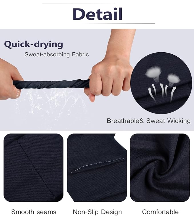 Ztomine Headbands for Women, 8pcs Stretchy Non Slip Soft Cotton Cloth Hair Bands for Sports, Workout, Yoga and Running