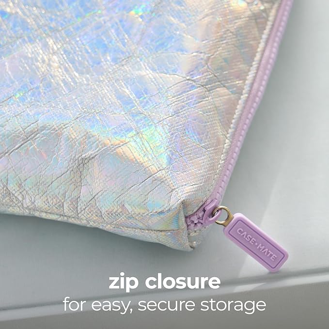 Case-Mate Essential Crinkle Makeup Bag - Waterproof Zipper Pouch - Daily Use Travel Pouch for Toiletries and Beach