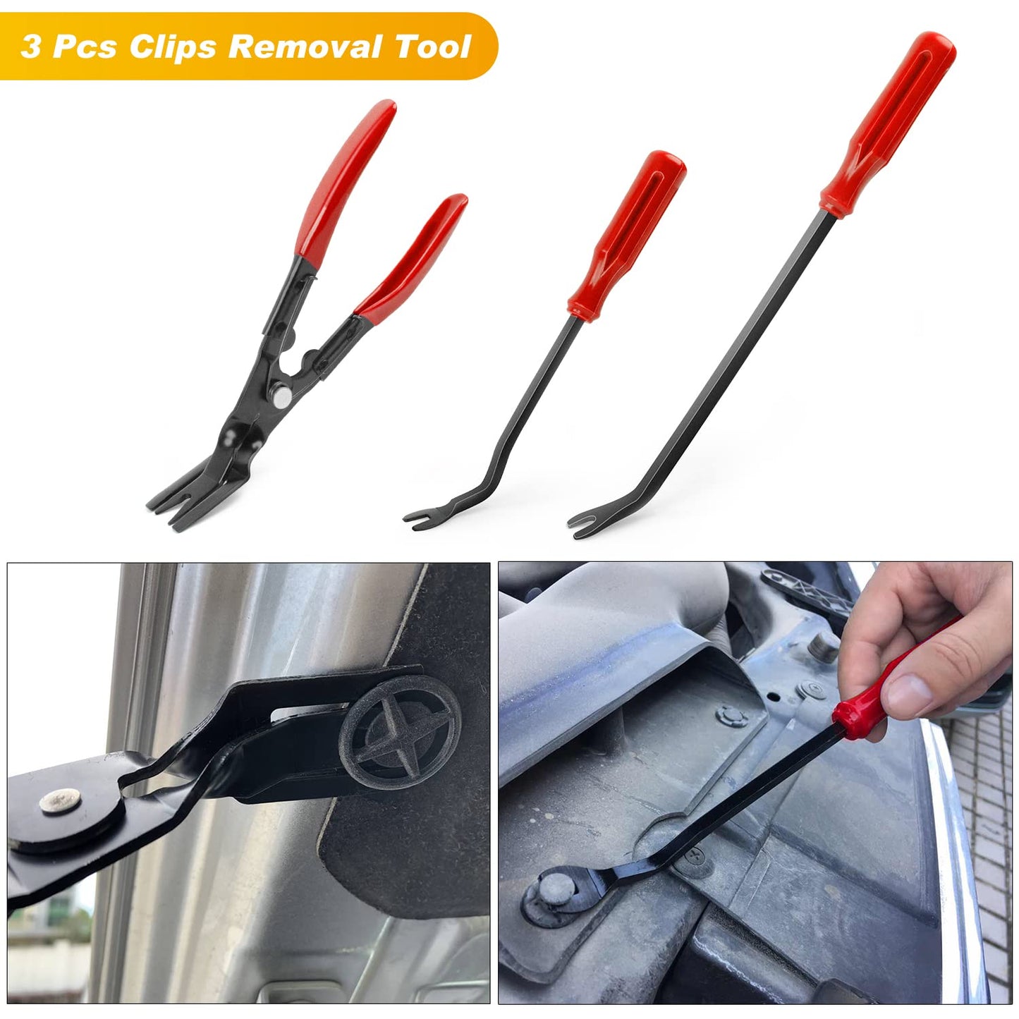 GOOACC 19Pcs Trim Removal Tool Set Panel Fastener Clips Removal Automotive Plastic Upholstery Pliers Removal Install Removal Car Tool with Storage Bag for Trim Panel Audio Clip Pliers Terminal