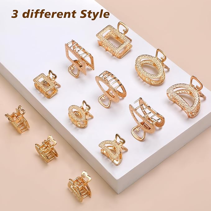 12 Pack Metals Mini Hair Clips for Women Mom Wife Daughter Girls Girlfriends,Medium Hair Claw Clips for Long Hair,Small Cute Gifts for Female with Thick Hair or Thin Hair