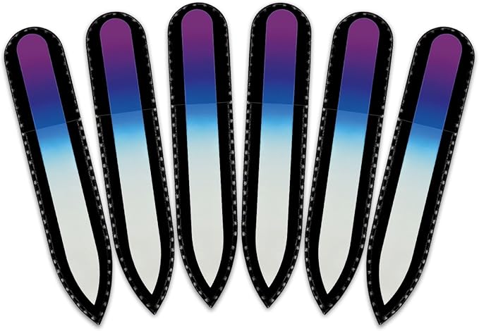 Mont Bleu Rainbow Crystal Nail File in Black Pouch - Small/Purse Size - Czech Tempered Glass - Handmade in Bohemia (Czech Republic)