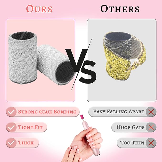 100Pcs Nail Sanding Bands for Nail Drill 240Grit, Fine Grit Nail Sanding Bands for Nail Drill with 3/32Ã¢ÂÂ Nail Sanding Bit for Natural Nail, Nail Drill Sanding Bands Set for Manicure & Pedicure