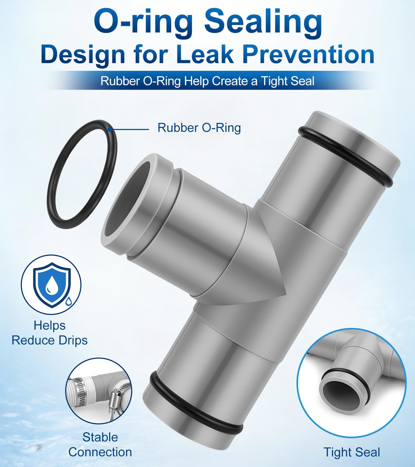 Pool Hose Connector for Leak-Proof Dual Seal and Stable Water Flow, 1.25" to 1.25" T-Joint Pool Hose Adapter for Pool Parts and Accessories Replacement, Easy No-Tool Install for Above Ground Pools