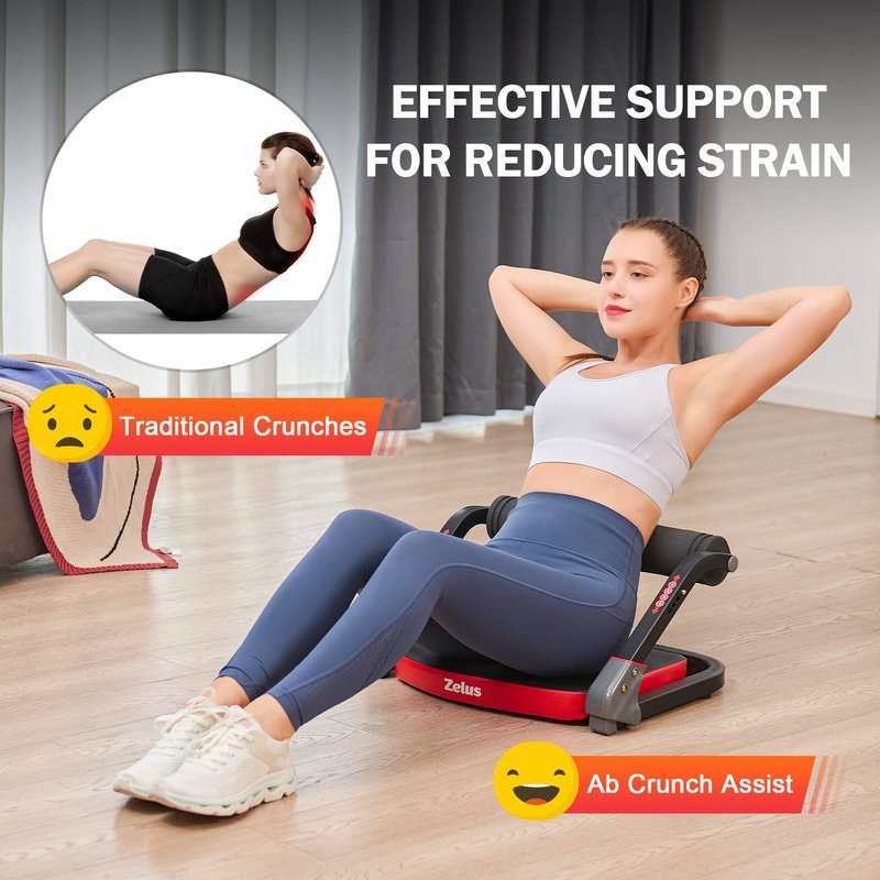 ZELUS Ab Machine with Resistance Bands for Home Gym, 2 in 1 Ab Workout Equipment with Rebound Assist 4 Intensities, Core Strength Trainer Whole Body Exercise Fitness Equipment for Home Workouts