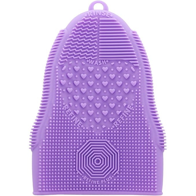 ScivoKaval Makeup Brush Cleaner Glove Mat Mitt Silicone Cosmetic Cleaning Scrubber Tool Face Brushes and Eye Brush Washing Pad Purple