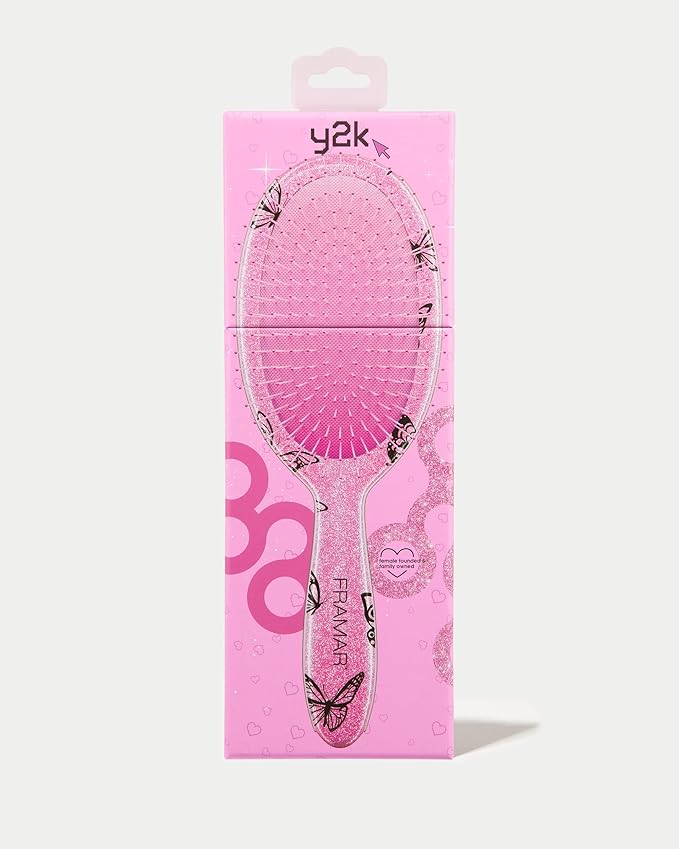 FRAMAR Y2K Print Hair Brush Detangler – Wet Hair Brushes For Women, Womens Hair Brush, Black and White Checkered Hair Accessories, Hairbrush For Women, Cepillos Para Cabello – Detangle Brush