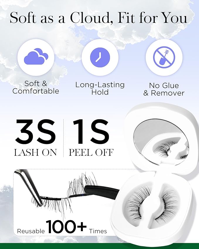 BEYELIAN Magnetic Eyelashes with Applicator Kit, Upgrade Soft Magnetic Lashes Reusable False Eyelashes Natural Look, No Glue Needed Eyelashes for Eye (Lightweight & Comfortable)