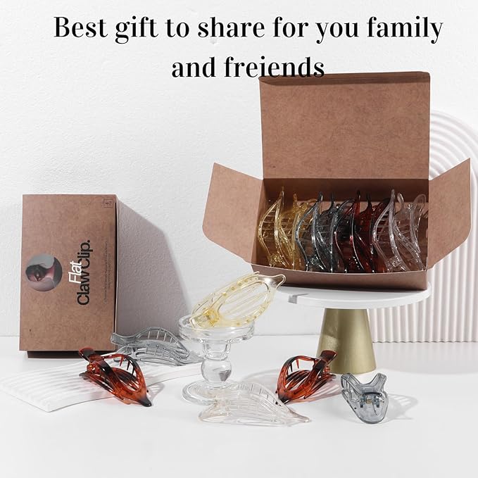 8 Pack Clear Flat Hair Clips – Matte Claw Clips for Women & Girls, Fresh Aesthetic Hair Accessories, Strong Hold No-Slip Barrettes for Summer & Everyday Styling