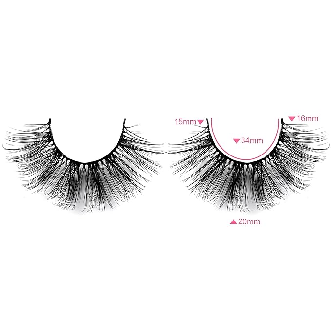 LANFLOWER False Eyelashes Natural Look 3D Faux Mink Lashes Fluffy Volume Lashes 20mm Handmade Eye Lashes Pack 14 Pairs