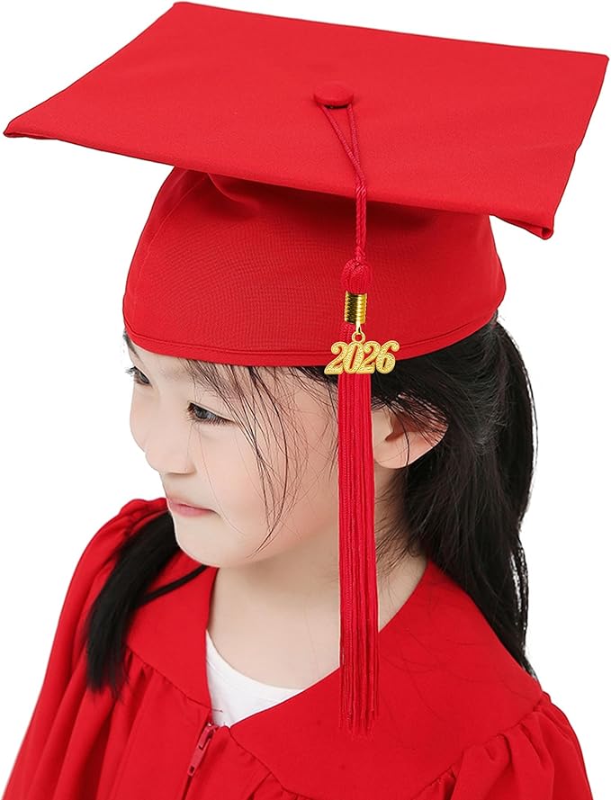 GraduationMall Matte Kindergarten & Preschool Graduation Cap for Kids with 2026 Tassel Black