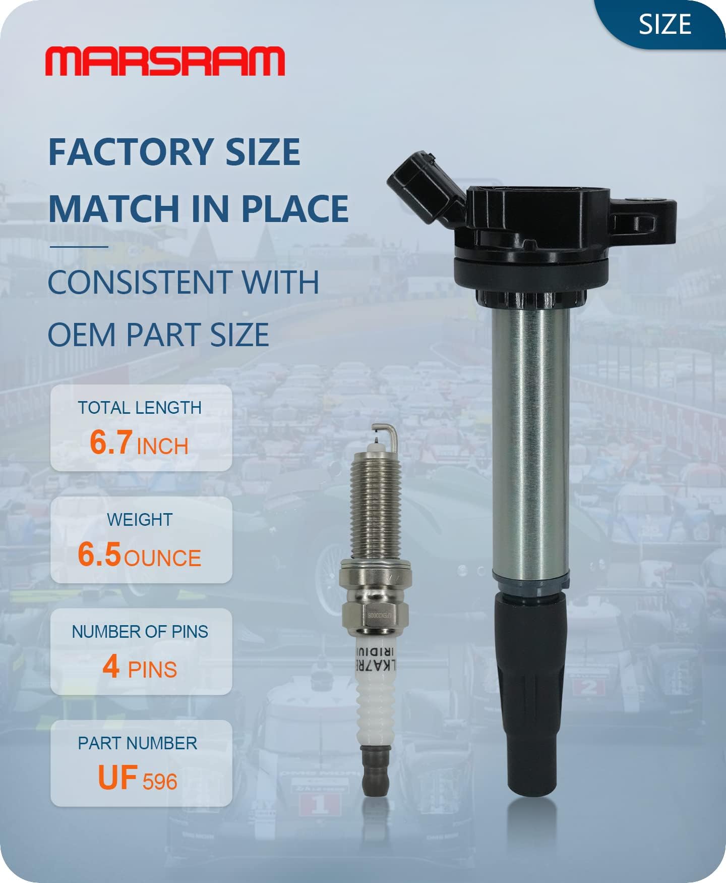 Marsram Ignition Coil Pack UF596 & Double Iridium Spark Plug 4912 for 2009 2010 2011 Toyota Corolla Matrix Prius 2012 2013 2014 2015 2017 Lexus Scion IM XD Pontiac Vibe 1.8L L4 UF619 90919-02258