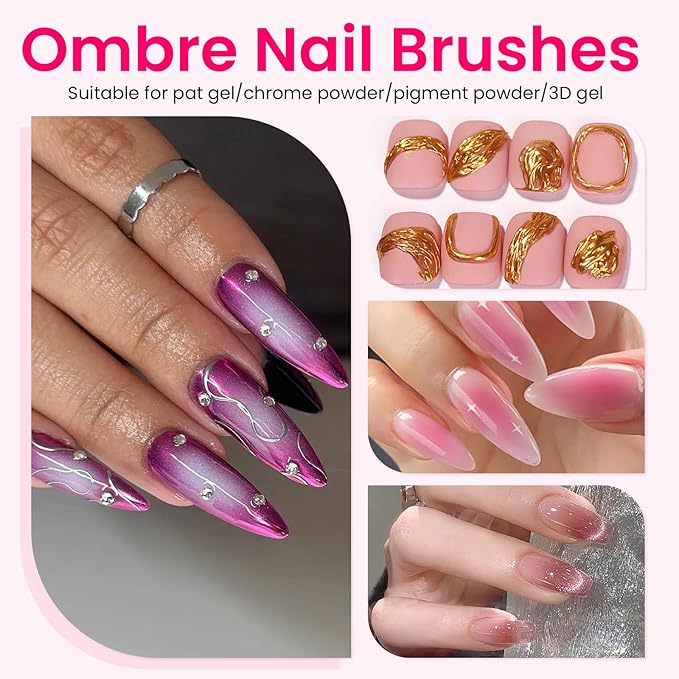 150 PCS Soft Nail Sponges For Ombre and Aura with Grabbing Pen Nail Art Brushes for Blending Ombre Gel Nail Tech Design Manicure Tools Accessories Supplies for Salon and Home White