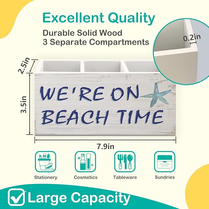 Beach Gifts Pen Holder for Home Office Desk, Coastal Office Decor, Beach Lover Gifts Makeup Brush Toothbrush Holder Organizer for Bathroom Desk Accessories