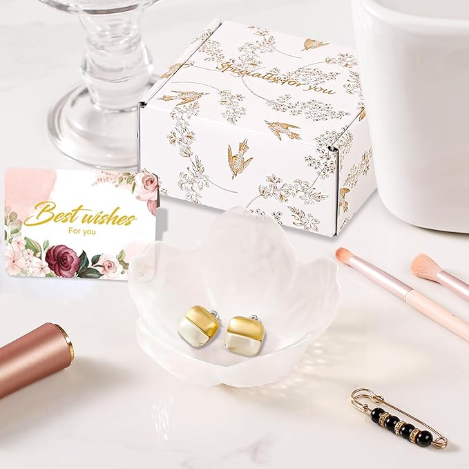 Gifts for Women Flower Jewelry Dish Ring Holder Jewellery Tray Vanity Organizer Room Decor Aesthetic Ring Holder Decorative Tray Trinket Dish Valentine's Engagement Birthday Gifts Stocking Stuffers
