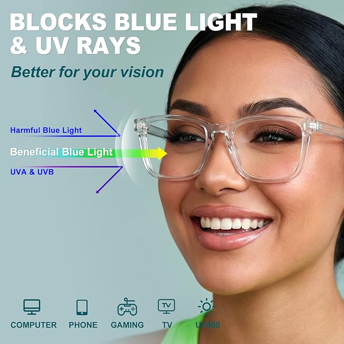 Blue Light Glasses for Women Men Square Computer Glasses Anti Glare UV Blocking Vita