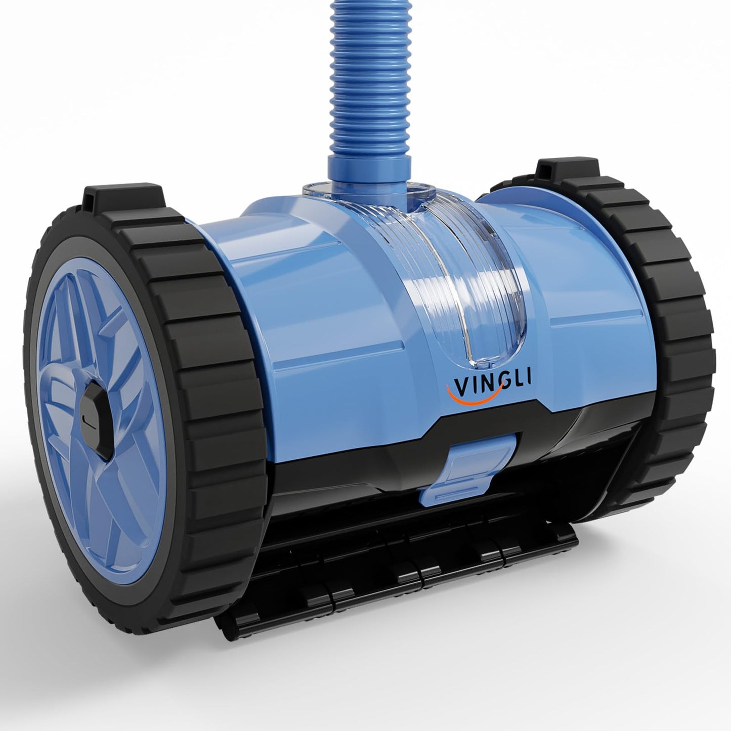VINGLI Pool Vacuum Cleaner, Automatic Pool Sweeper for Ground&Inground Pools, Suction Side Wall-Climbing Sweeper with 39.6ft Tangle-Free Hose (Memory Blue&Gray)
