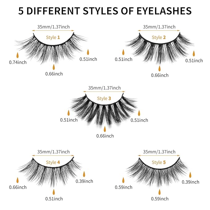 DYSILK Mink Lashes Natural Look - False Eyelashes 5 Pairs 6D Lashes 5 Styles Mixed Lash Pack - Wispy Lashes Fake Eyelashes Soft Reusable Cat Eye Lash | 15mm-18mm