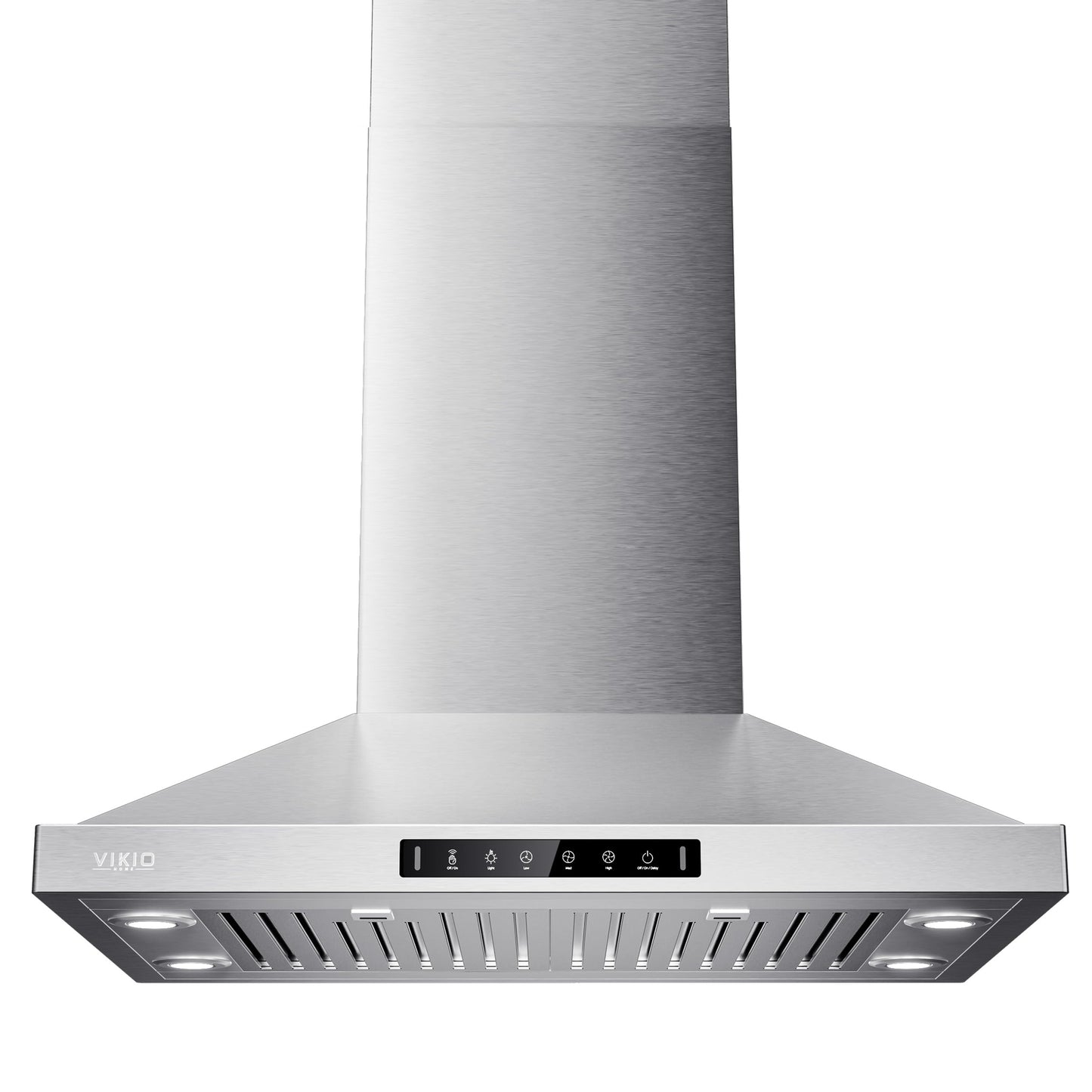 VIKIO HOME 30 Inch Island Range Hood, 390 CFM kitchen Hood with Dual-Sided Touch/Gesture Control, Convertible Ducted/Ductless, Ceiling Mount, 3 Stainless Steel Baffle Filters, 3-Speed Fan