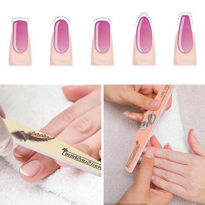 25 Pieces Nail Files and Buffers Mixed Grit, 100/120/150/180/240 Grits Reusable Emery Boards for Acrylic Files and Natural Nails
