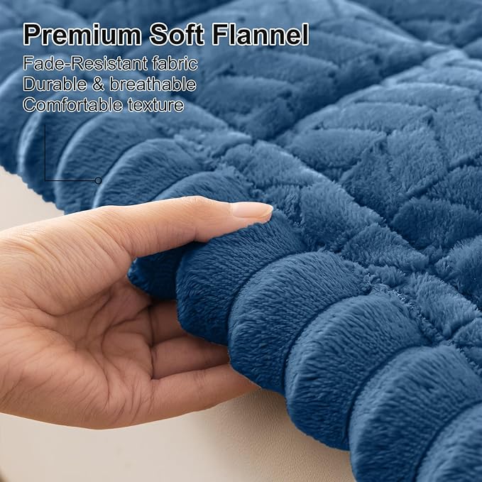 Smiry Non Slip Couch Covers for Dogs, Fuzzy Pet Couch Covers for 3 Cushion Sofa Pet Friendly, Soft Sofa Slipcovers Cushion Furniture Protector Washable (Navy Blue, 27.6" x 82.7")