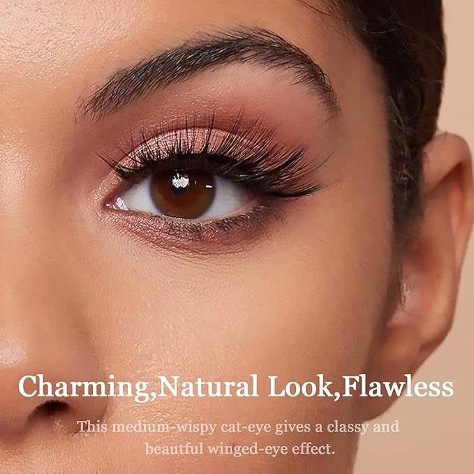 Magnetic Eyelashes Natural Look, 7 Pairs Reusable Cat-eye Full volume Magnetic Lashes with 2 Tuble Magnetic Eyeliner & Applicator,Long Lasting, Cruelty-Free,Easy to Apply